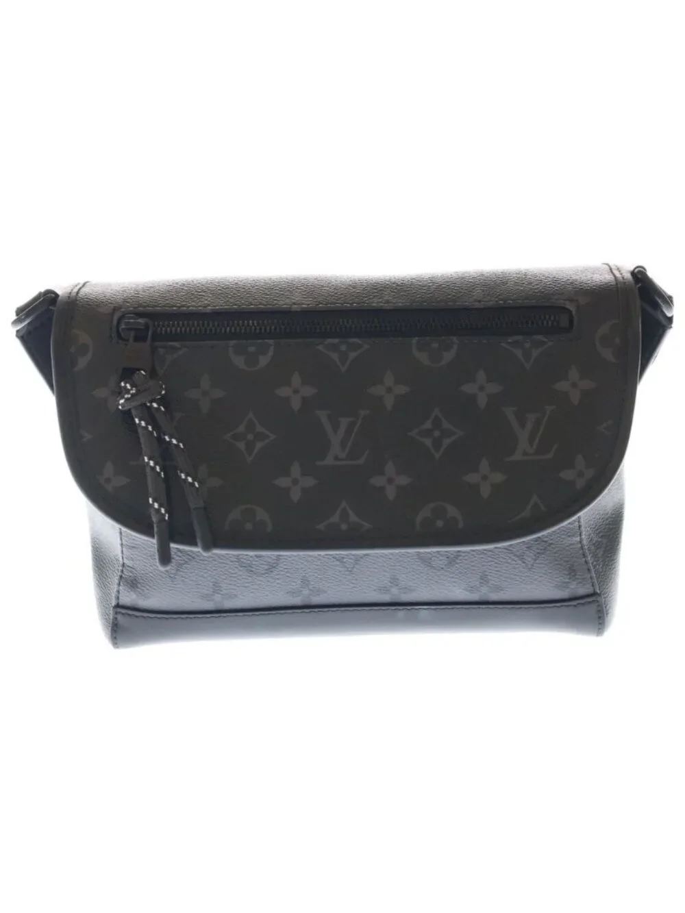 Louis Vuitton Monogram Eclipse Pulse Messenger Shoulder Bag Black Gray Leather
